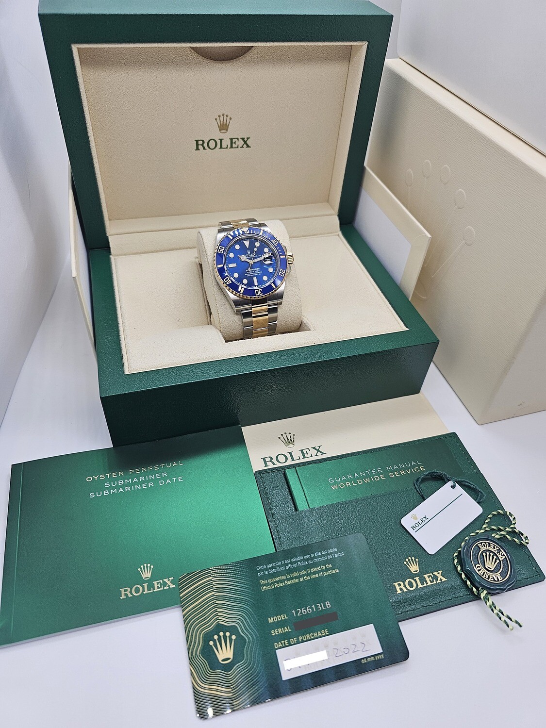 Rolex Submariner Bluesy Watch, 2022 Full Set, Ref 126613LB