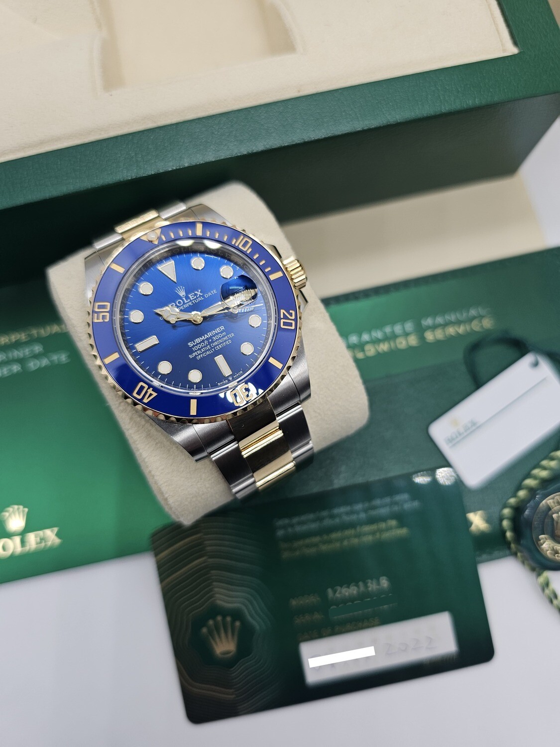 Rolex Submariner Bluesy Watch, 2022 Full Set, Ref 126613LB