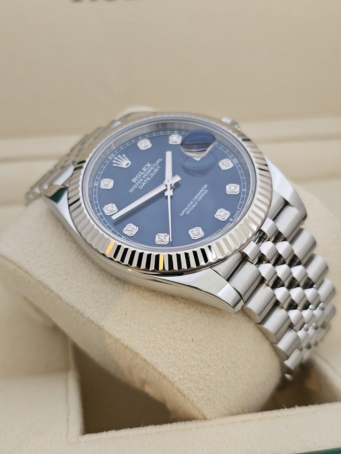 Rolex Datejust Watch, Blue Diamond Dial, Full Set 2023, Ref 126334, 41mm
