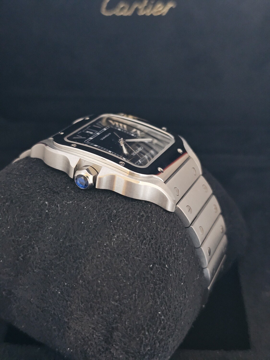 Cartier Santos Watch, Large Blue Dial 2024 Full Set New/Unworn, Ref WSSA0030