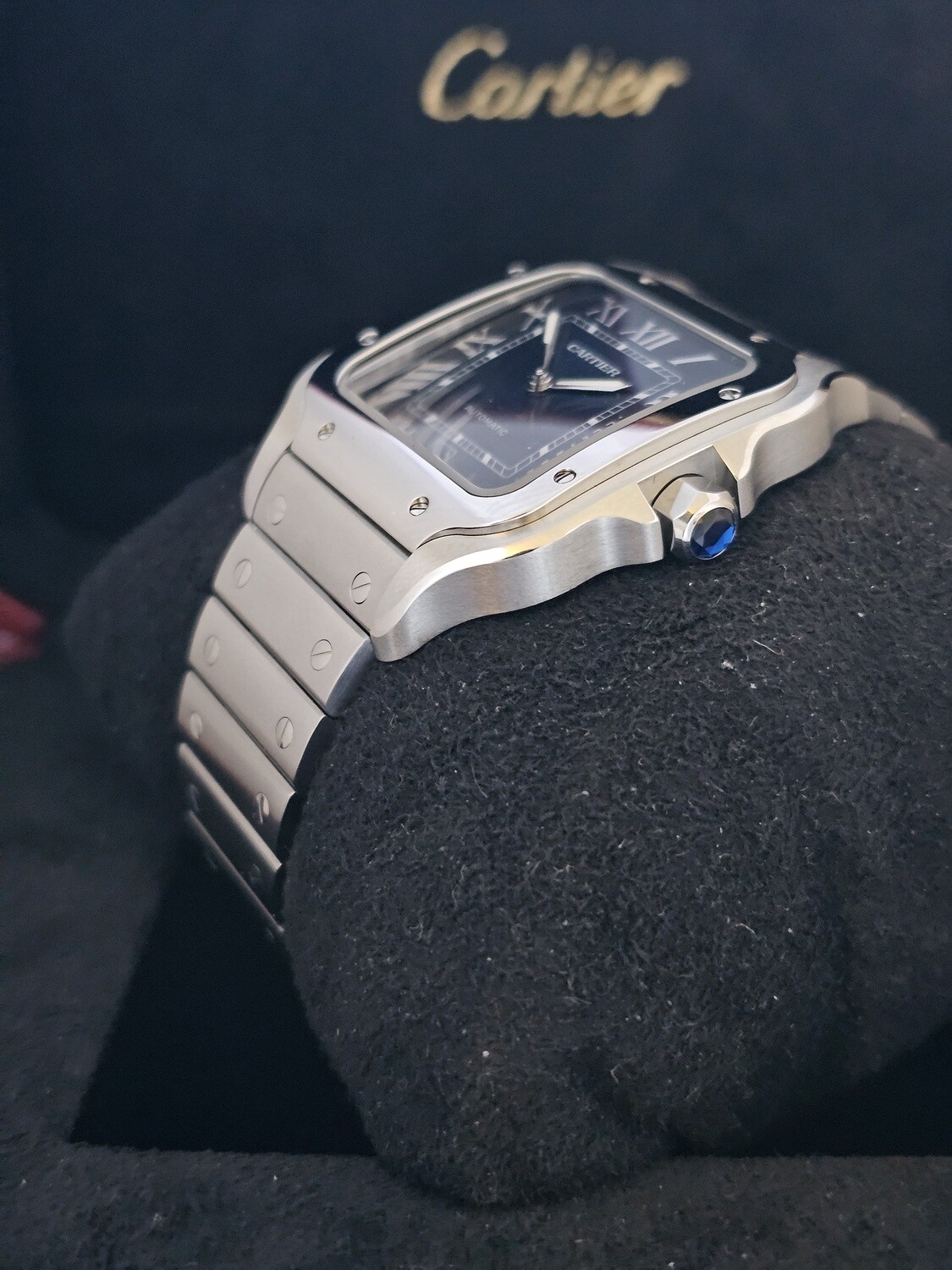 Cartier Santos Watch, Large Blue Dial 2024 Full Set New/Unworn, Ref WSSA0030