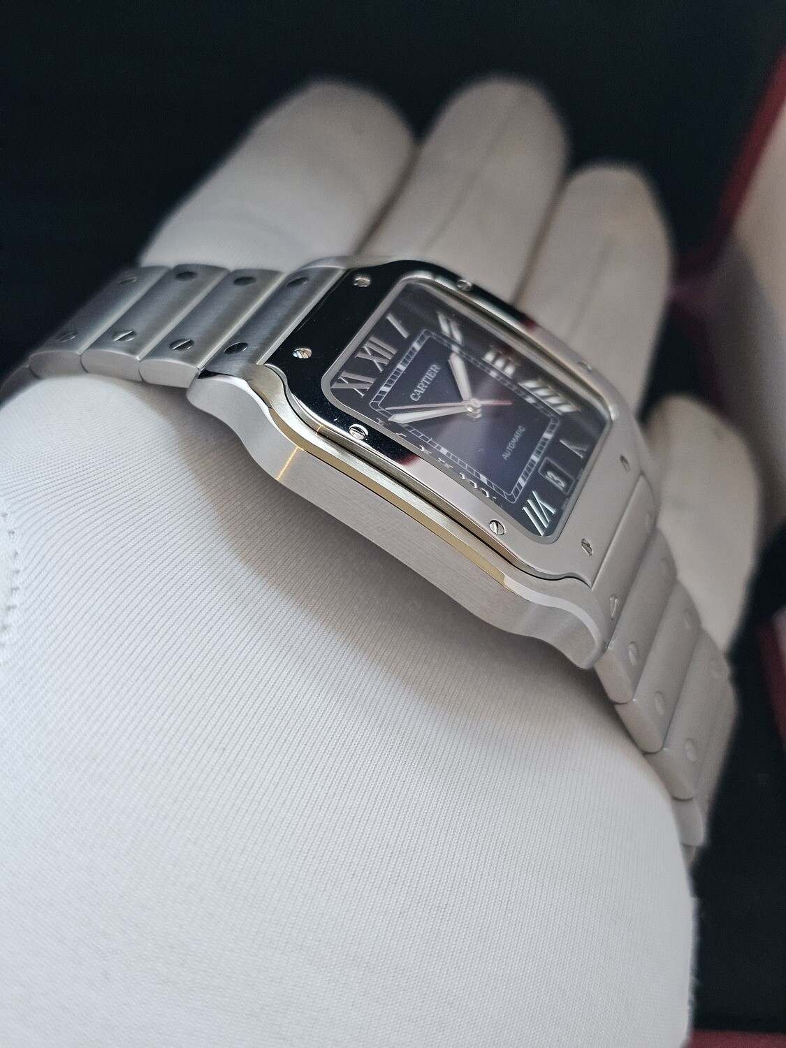 Cartier Santos Watch, Large Blue Dial 2024 Full Set New/Unworn, Ref WSSA0030