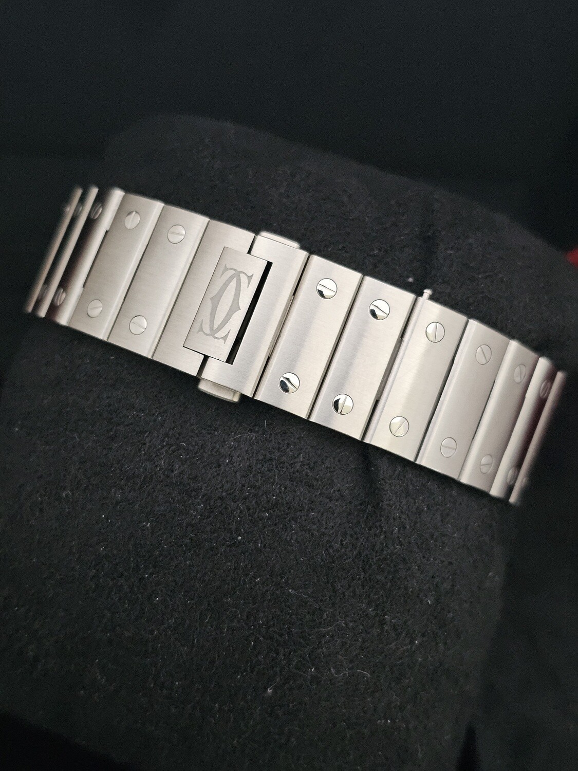 Cartier Santos De Cartier Watch, Black ADLC Dial, Dec 2023 Full Set, Ref WSSA0037