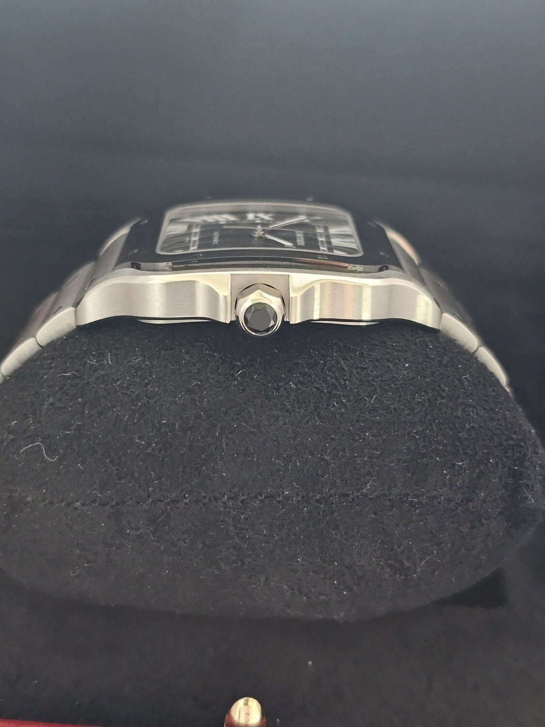 Cartier Santos De Cartier Watch, Black ADLC Dial, Dec 2023 Full Set, Ref WSSA0037