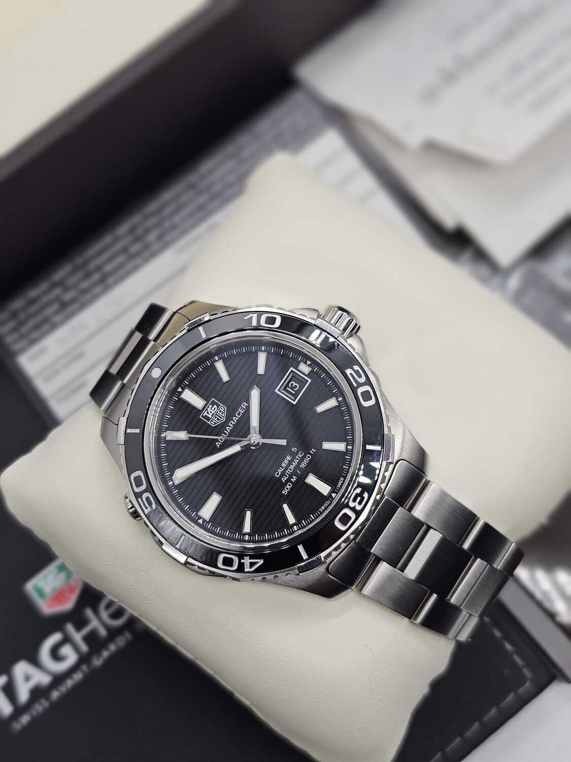 TAG Heuer Aquaracer Men&#39;s Black Watch - Full Set, Ref: WAY2110