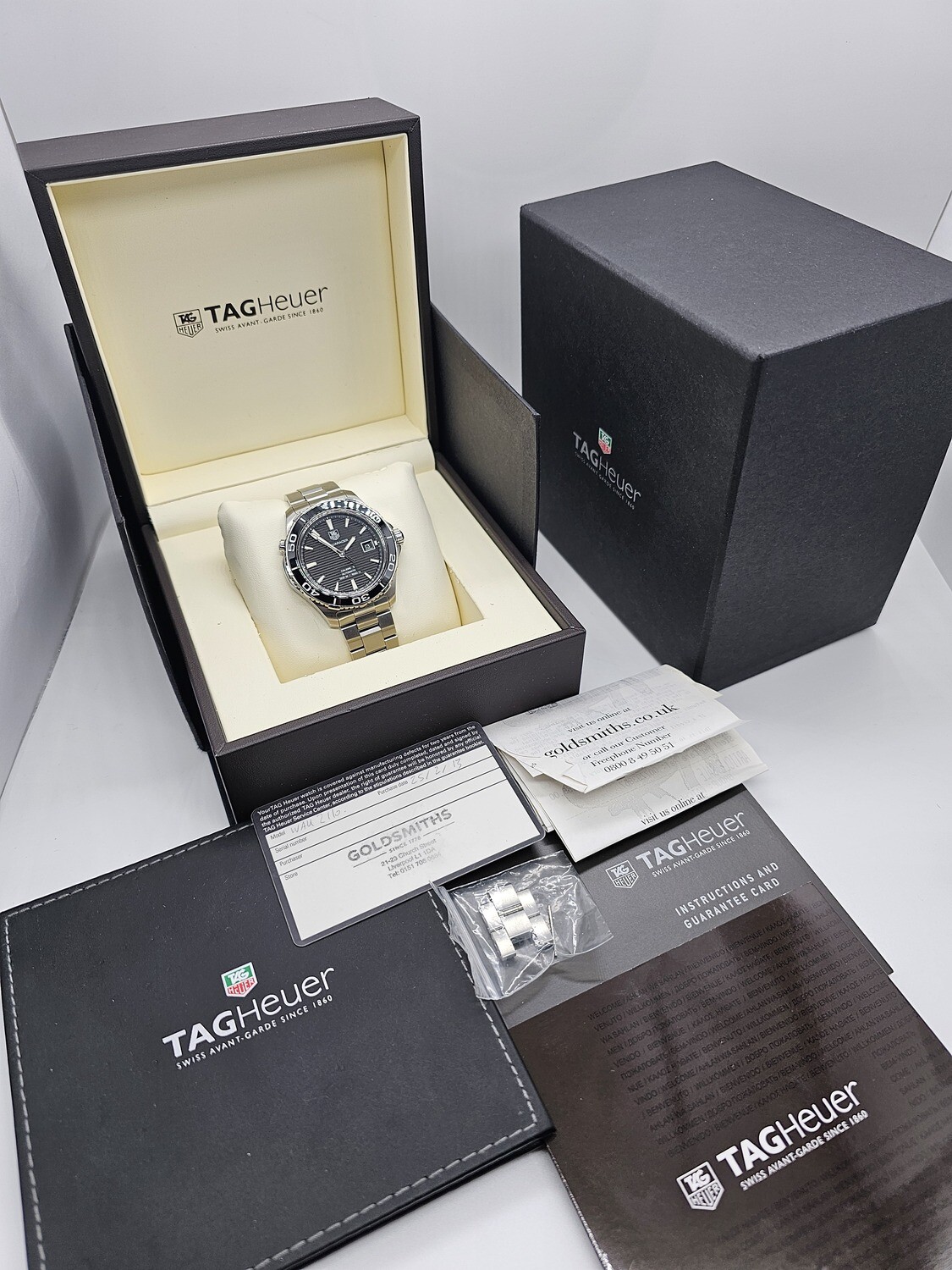 TAG Heuer Aquaracer Men&#39;s Black Watch - Full Set, Ref: WAY2110