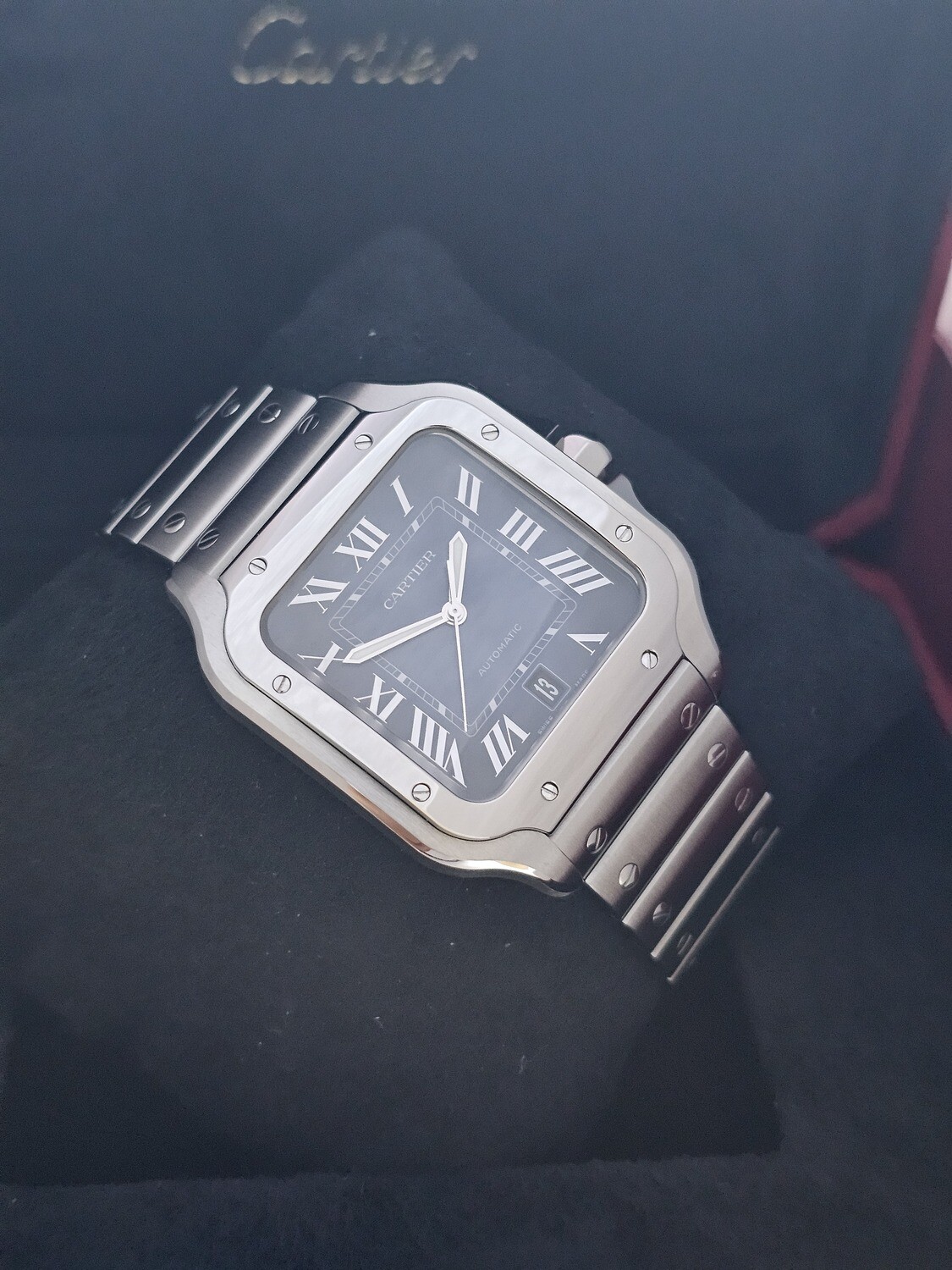 Cartier Santos De Cartier Watch, Blue Dial 2024 Full Set New/Unworn, WSSA0030