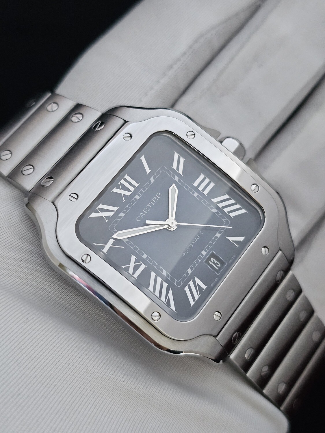Cartier Santos De Cartier Watch, Blue Dial 2024 Full Set New/Unworn, WSSA0030