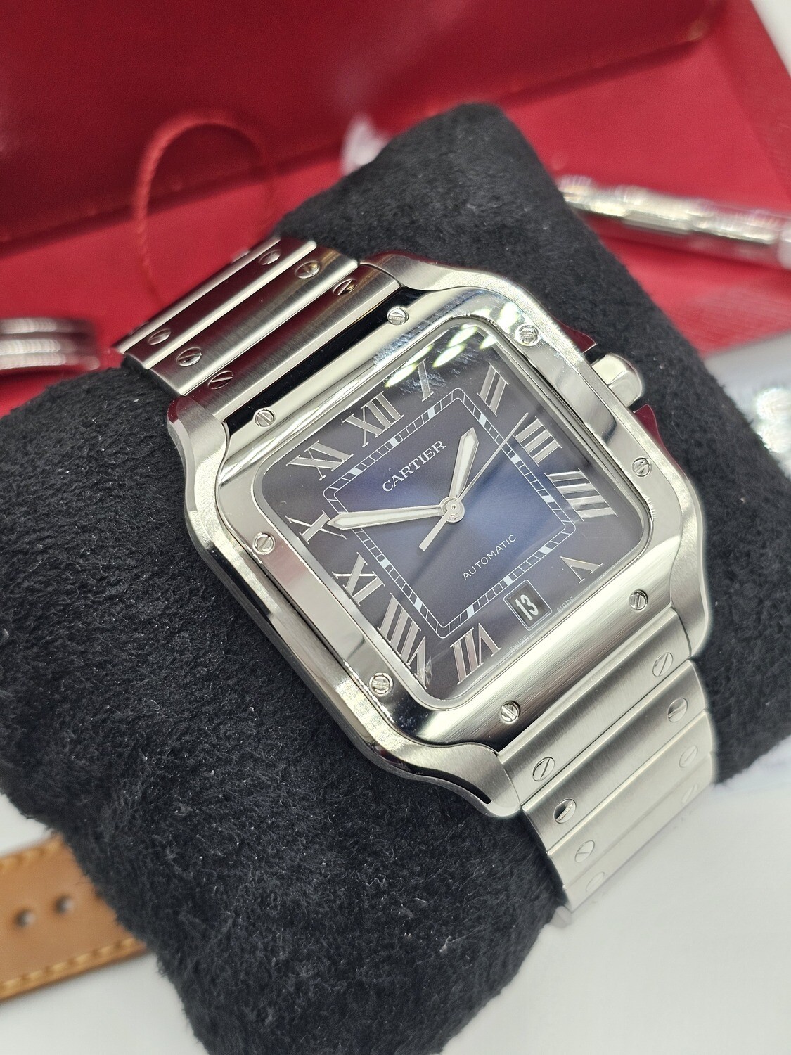 Cartier Santos De Cartier Watch, Blue Dial 2024 Full Set New/Unworn, WSSA0030
