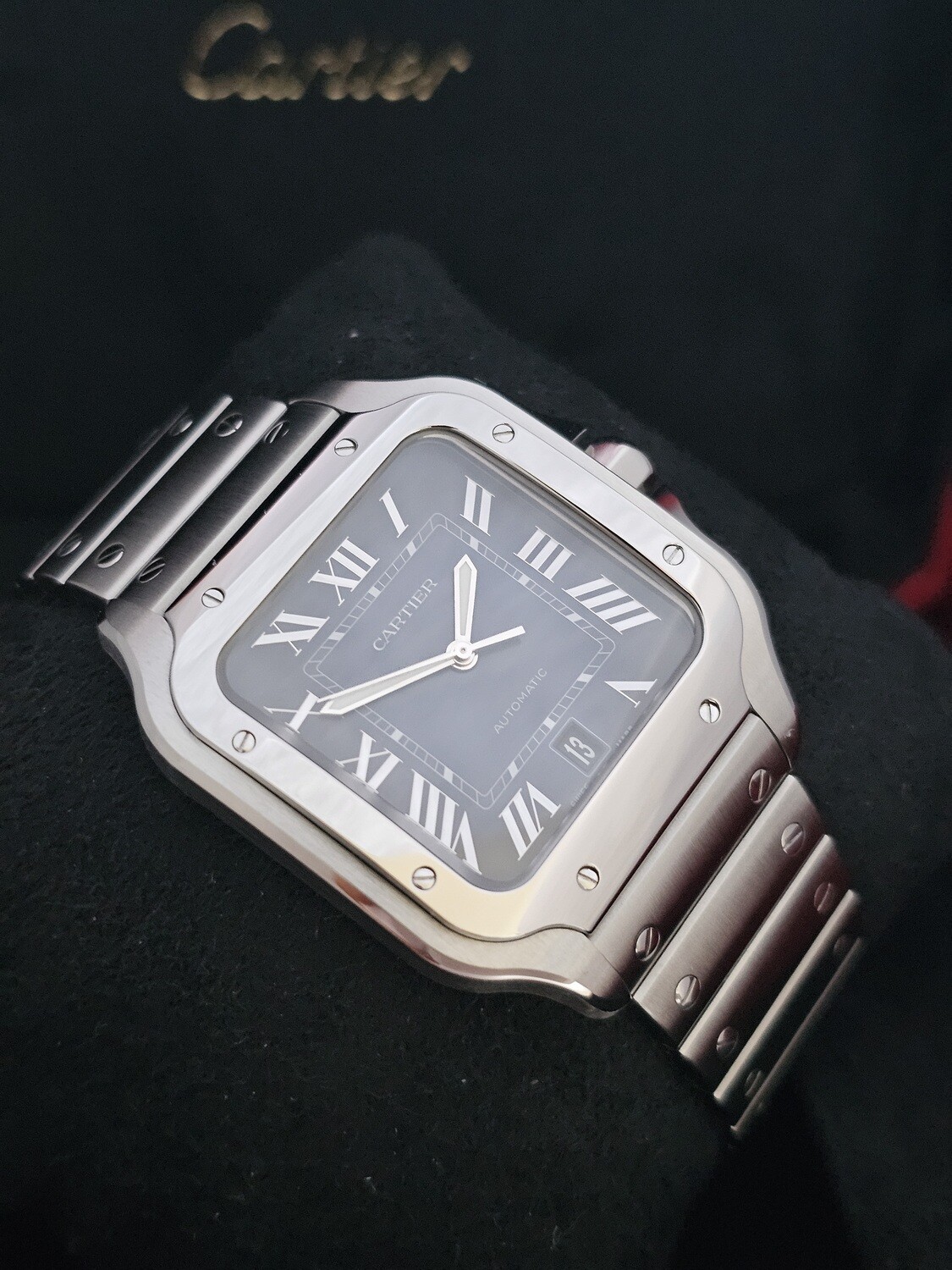 Cartier Santos De Cartier Watch, Blue Dial 2024 Full Set New/Unworn, WSSA0030