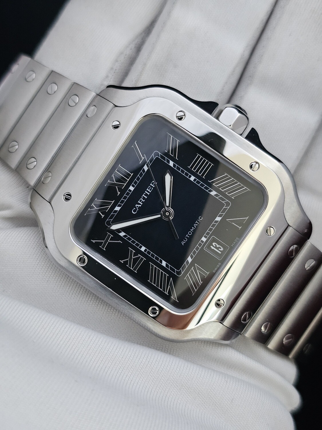 Cartier Santos De Cartier Watch, Blue Dial 2024 Full Set New/Unworn, WSSA0030