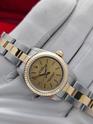 Rolex Oyster Perpetual 26mm Ref 76193, Champagne Dial 1999 Oyster Women's Watch, Full Set