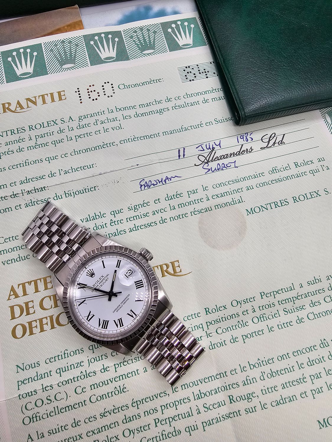Rolex Datejust Vintage Watch 16030, Rare Buckley Dial, 1985 with Box &amp; Papers