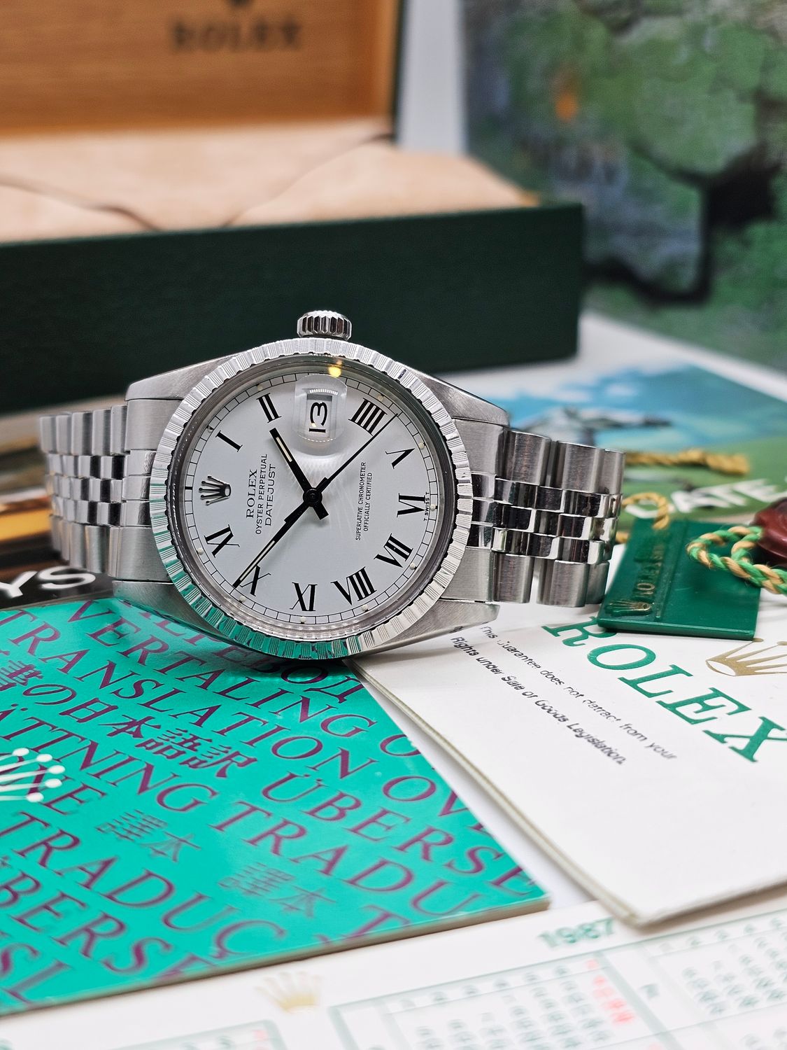Rolex Datejust Vintage Watch 16030, Rare Buckley Dial, 1985 with Box &amp; Papers
