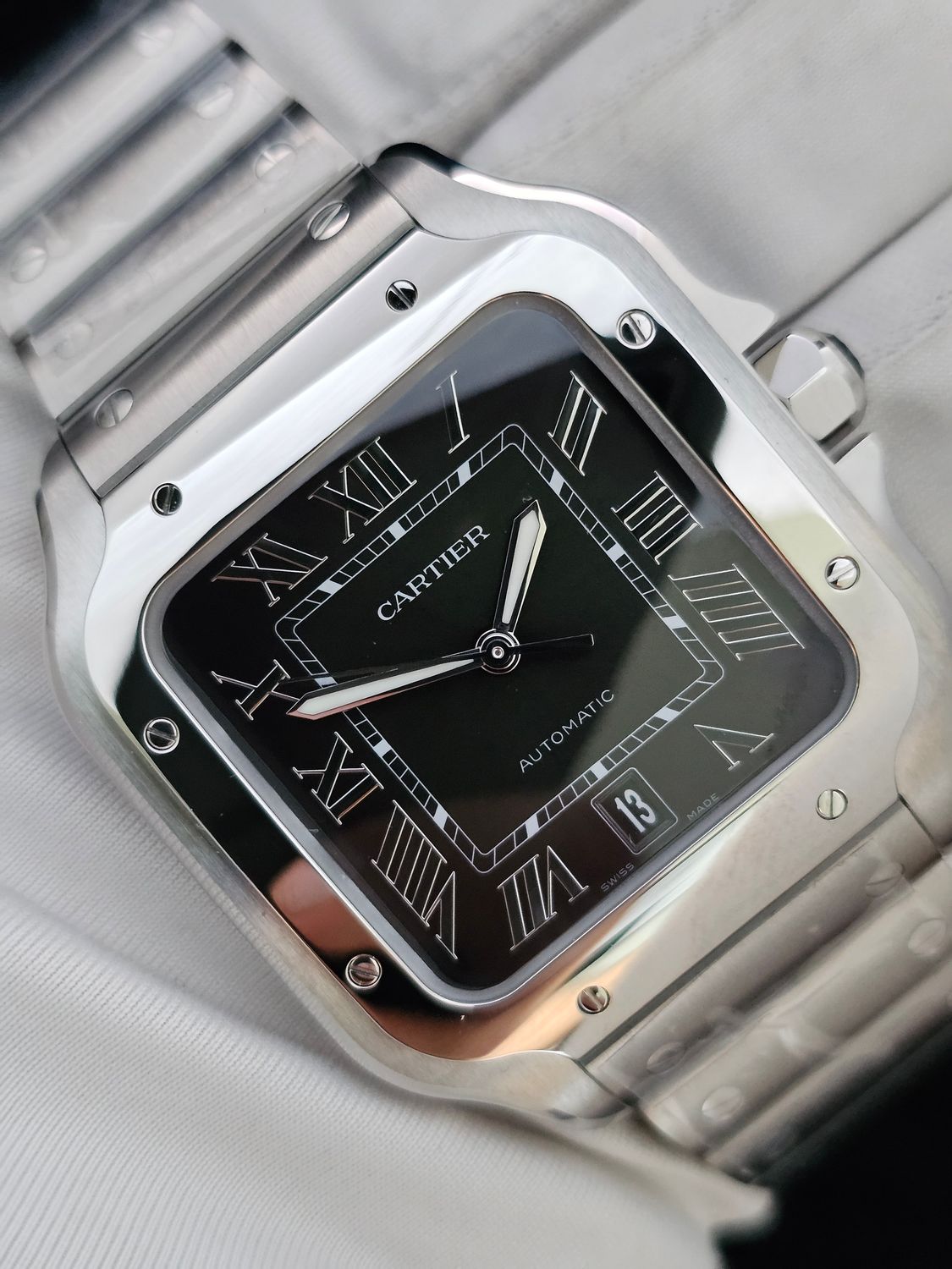 Cartier Santos De Cartier, Large Green Watch, 2024 Full Set New/Unworn WSSA0062