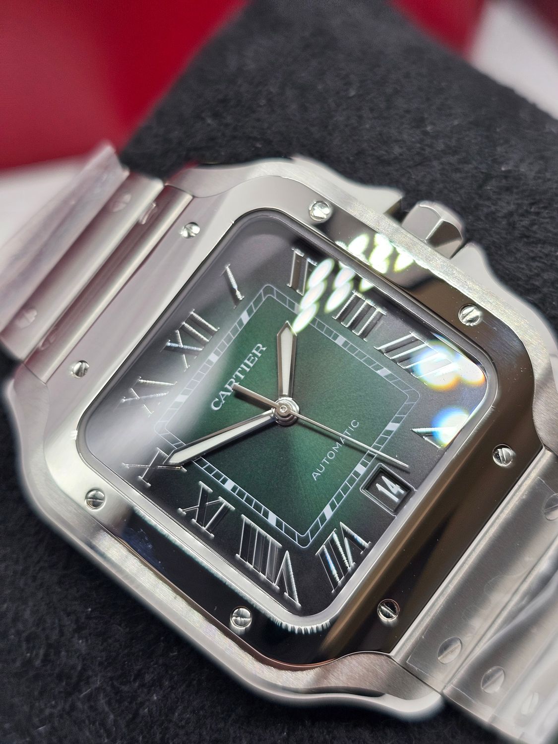 Cartier Santos De Cartier, Large Green Watch, 2024 Full Set New/Unworn WSSA0062