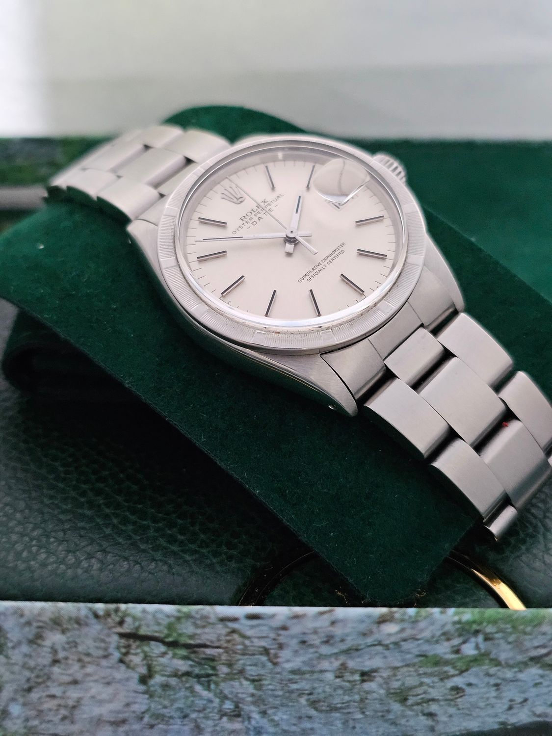 Rolex Oyster Perpetual Date Watch, Thunderbird Bezel, White Dial, Ref 1501