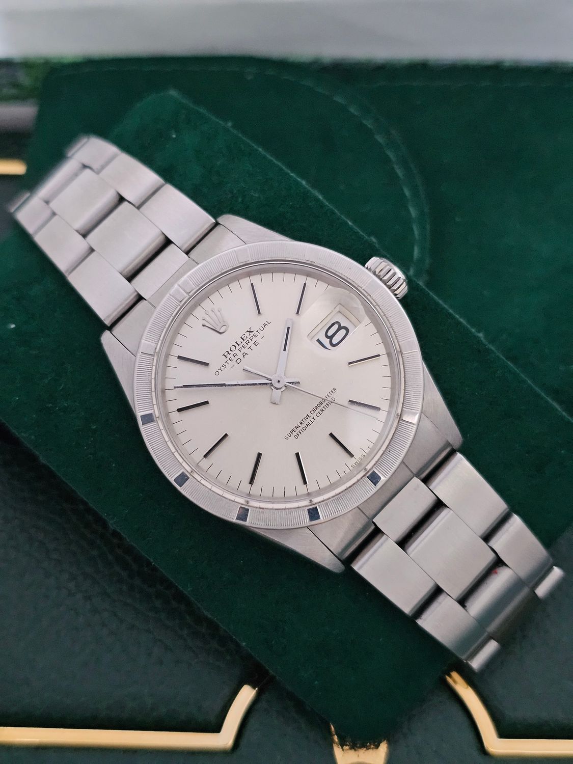 Rolex Oyster Perpetual Date Watch, Thunderbird Bezel, White Dial, Ref 1501