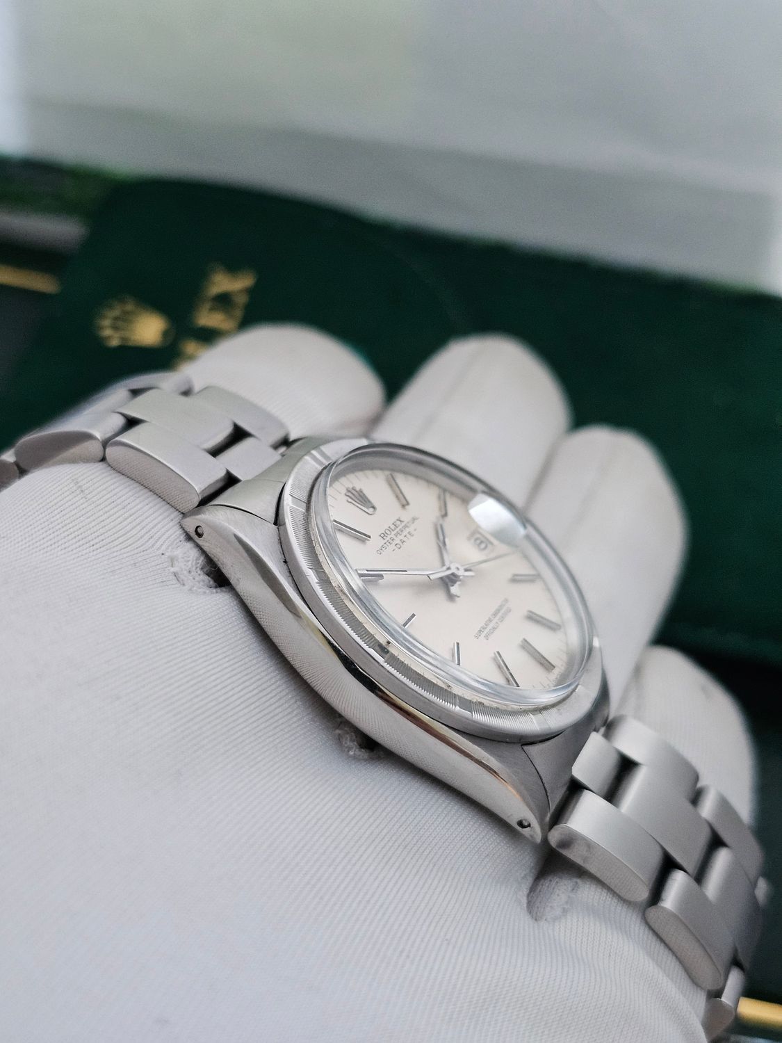 Rolex Oyster Perpetual Date Watch, Thunderbird Bezel, White Dial, Ref 1501
