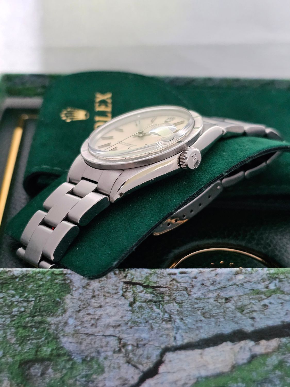 Rolex Oyster Perpetual Date Watch, Thunderbird Bezel, White Dial, Ref 1501