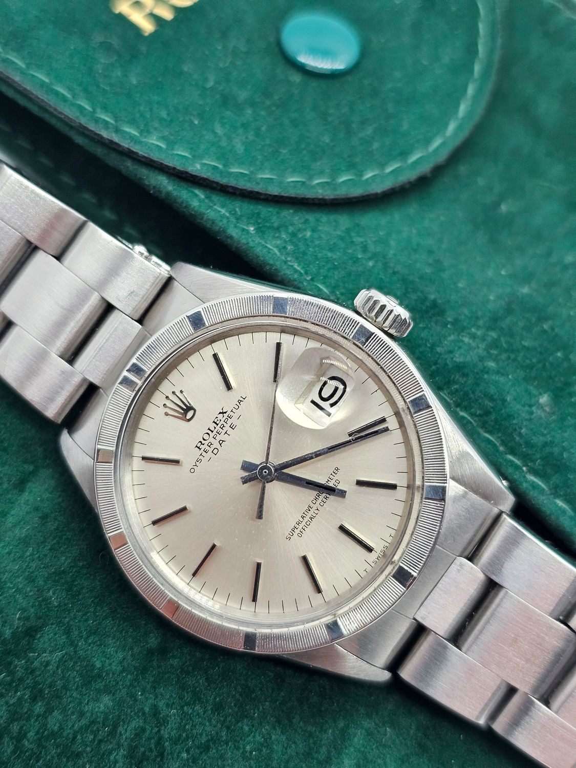 Rolex Oyster Perpetual Date Watch, Thunderbird Bezel, White Dial, Ref 1501