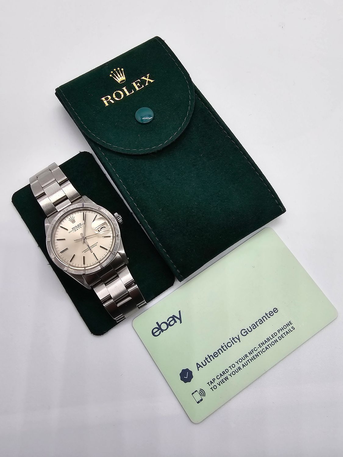 Rolex Oyster Perpetual Date Watch, Thunderbird Bezel, White Dial, Ref 1501