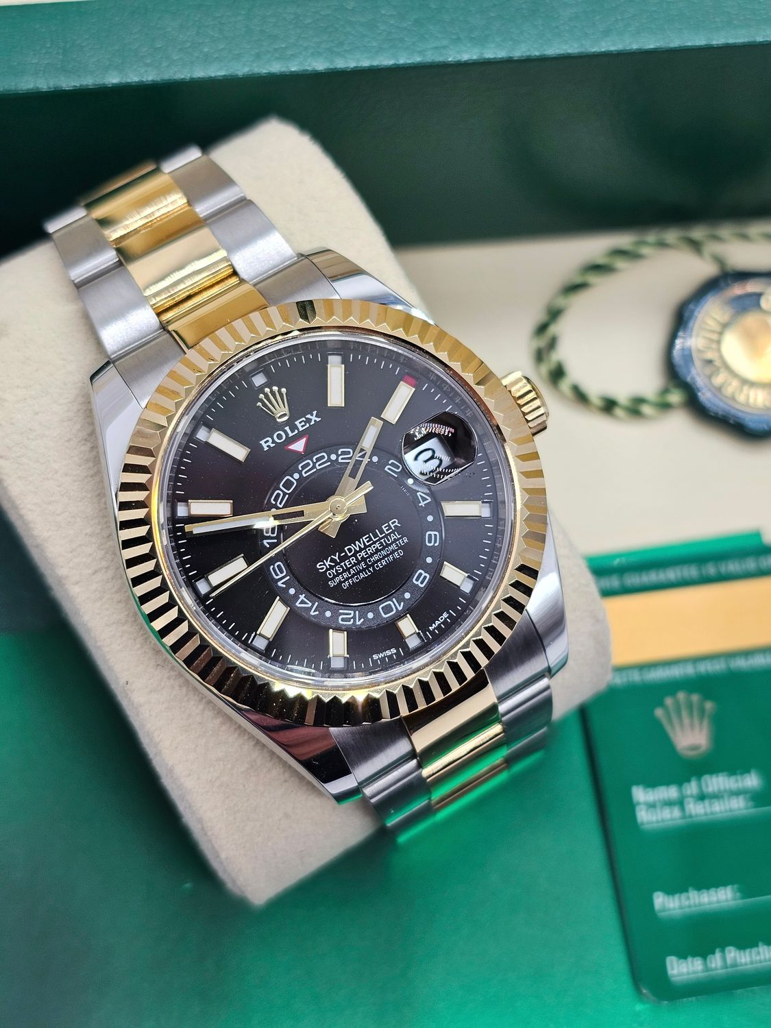 Rolex Sky Dweller Watch, Ref 326933, 2020 Full Set Black Dial