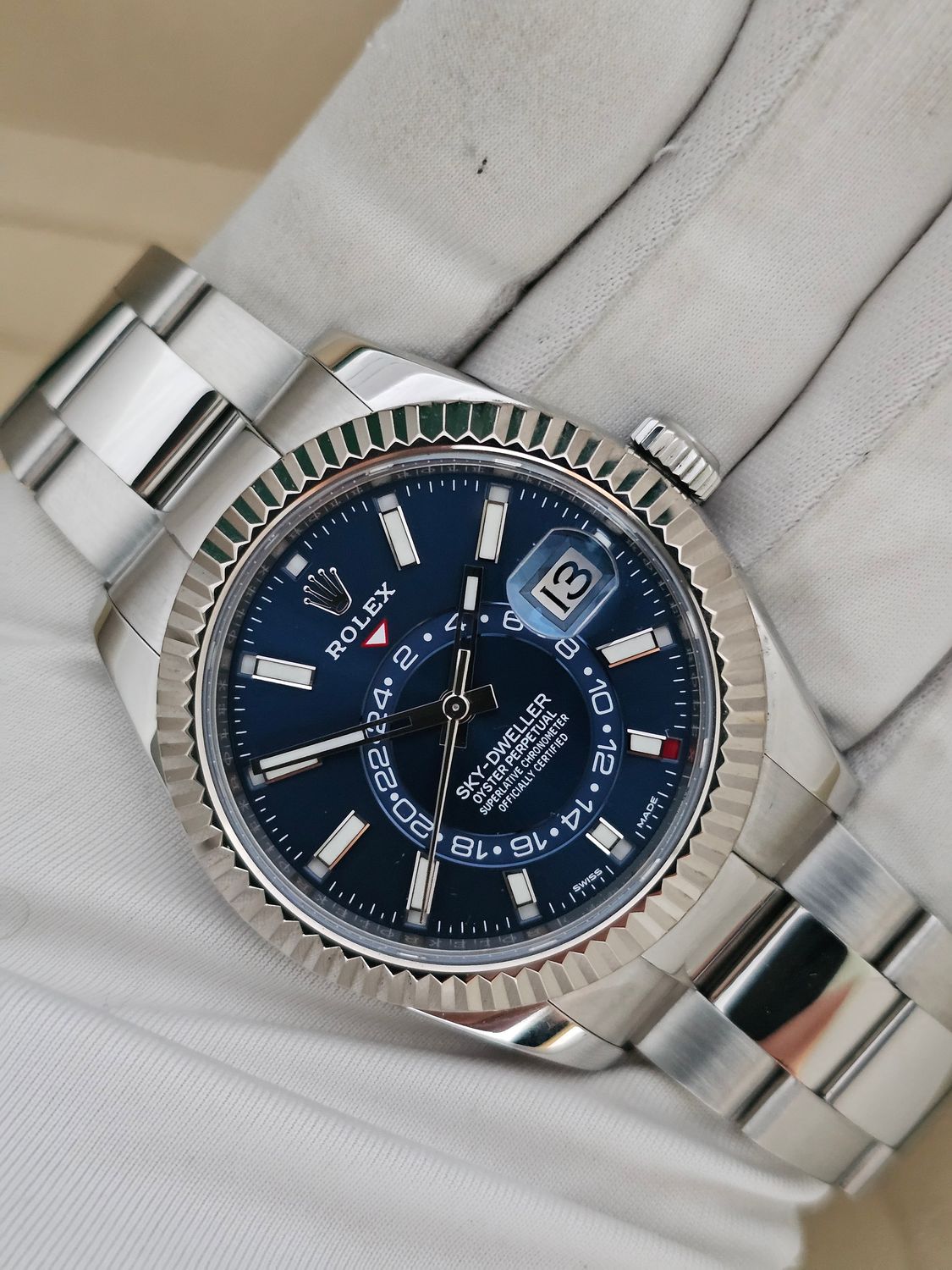 Rolex SkyDweller Watch, Blue Dial Ref 326934, 2019 Box &amp; Papers