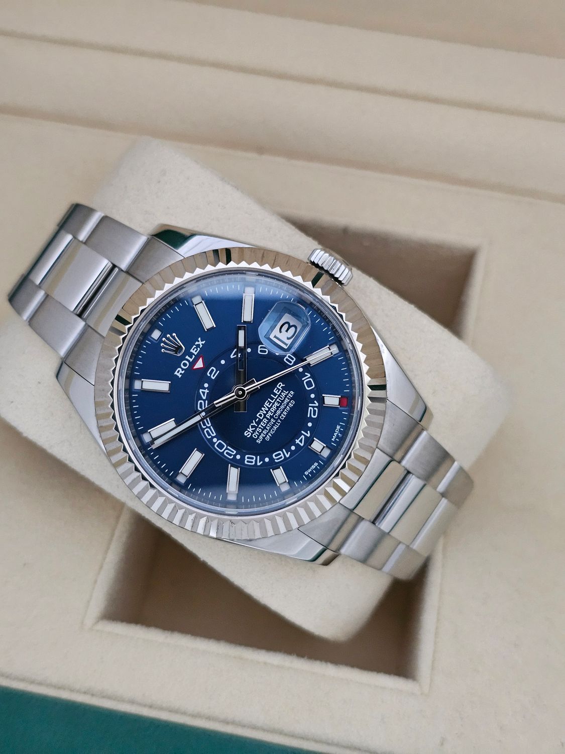 Rolex SkyDweller Watch, Blue Dial Ref 326934, 2019 Box &amp; Papers