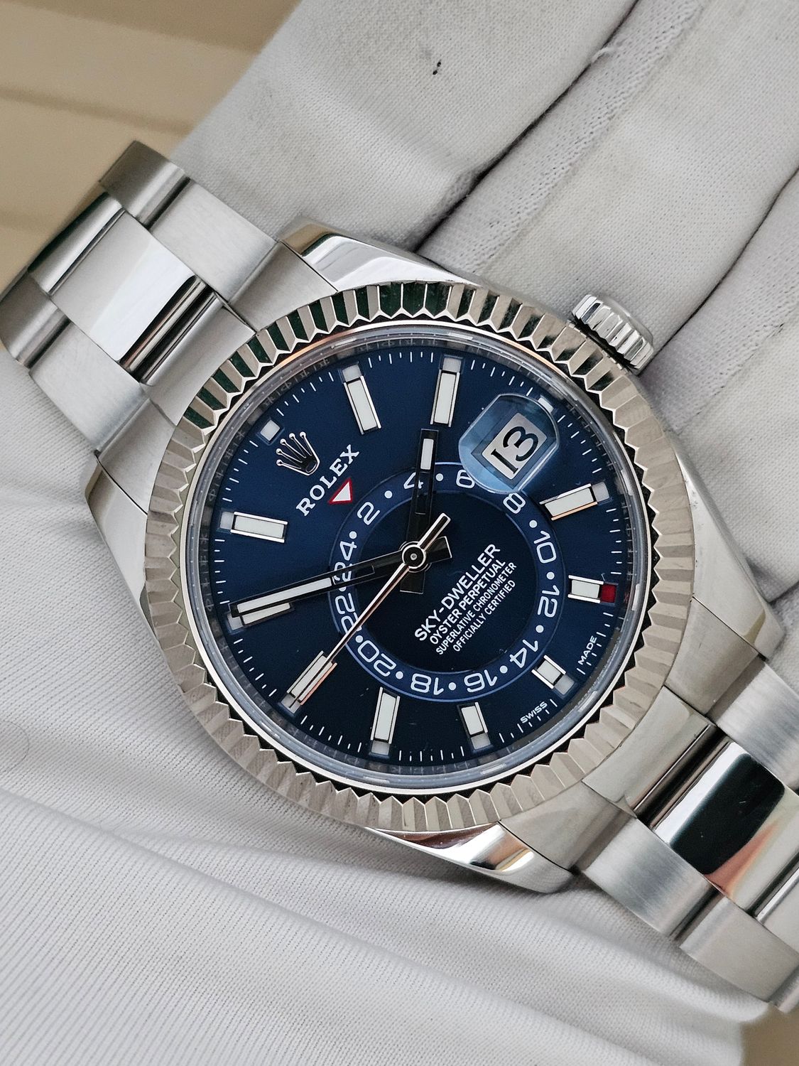 Rolex SkyDweller Watch, Blue Dial Ref 326934, 2019 Box &amp; Papers