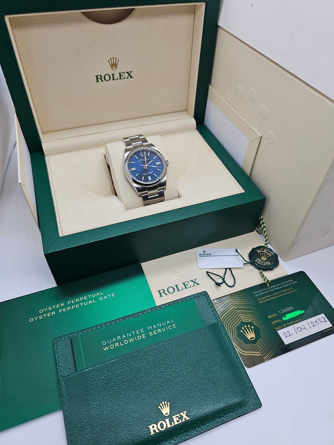 Rolex Oyster Perpetual Watch, 36mm 126000 Blue Dial, New/Unworn, 2023 Full Set