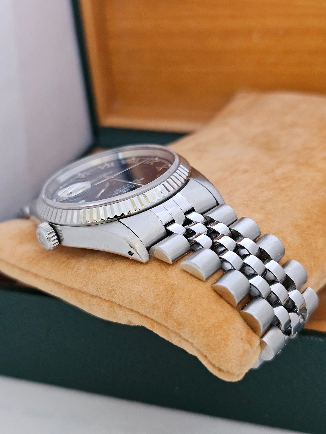 Rolex Datejust Watch, Ref 16220 36mm, 1993 Blue Roman Dial