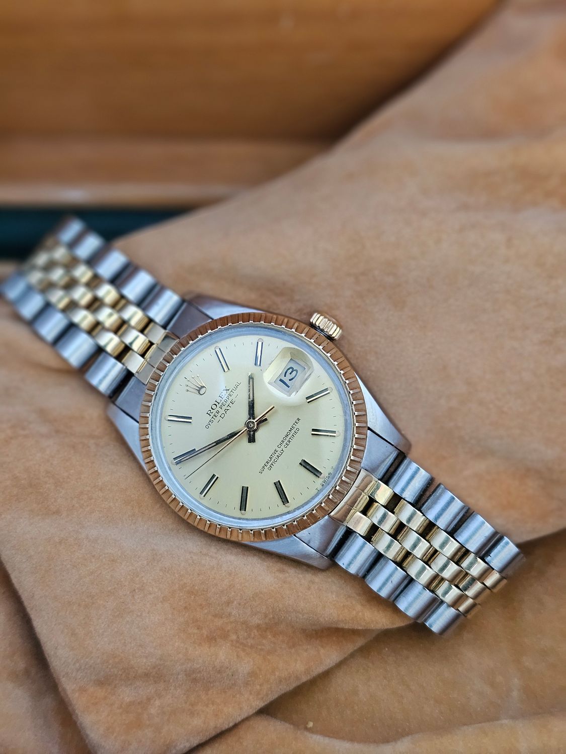 Rolex Date Watch, Ref 15053, 34mm Champagne Dial, Steel &amp; Yellow Gold