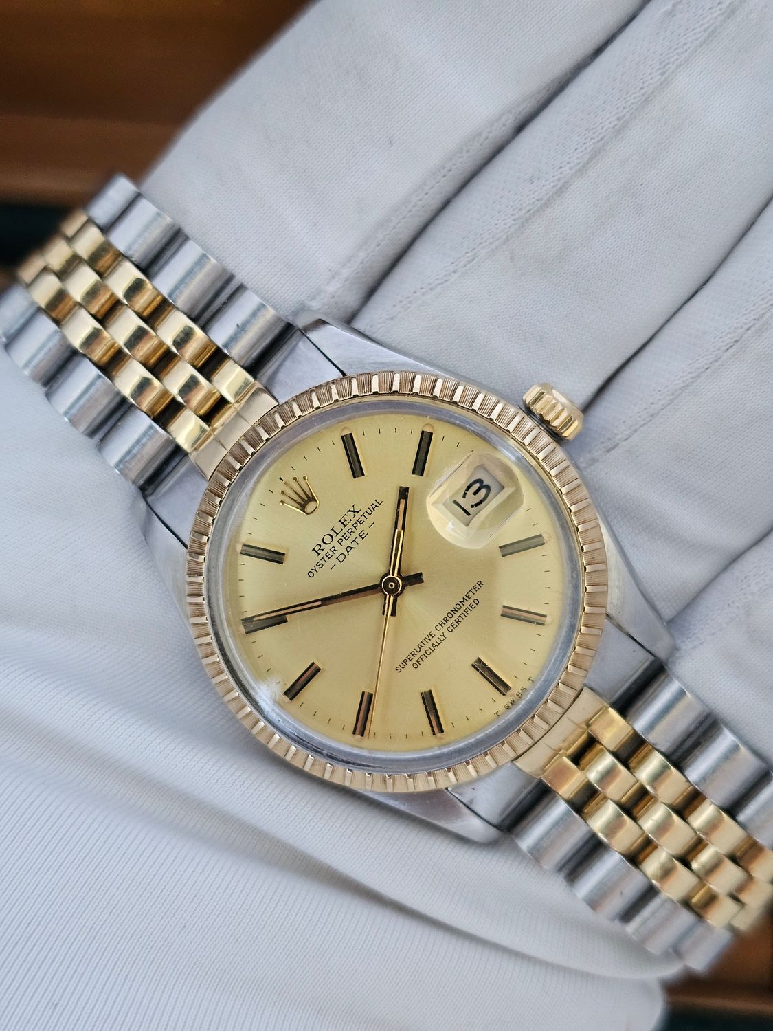 Rolex Date Watch, Ref 15053, 34mm Champagne Dial, Steel &amp; Yellow Gold
