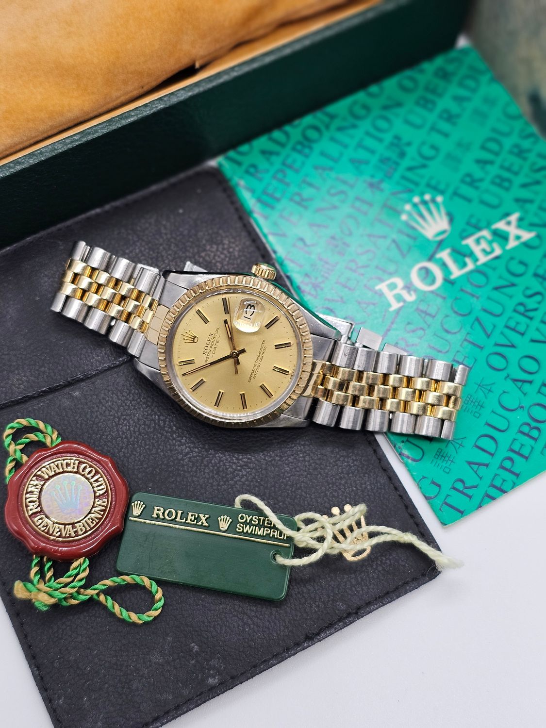 Rolex Date Watch, Ref 15053, 34mm Champagne Dial, Steel &amp; Yellow Gold