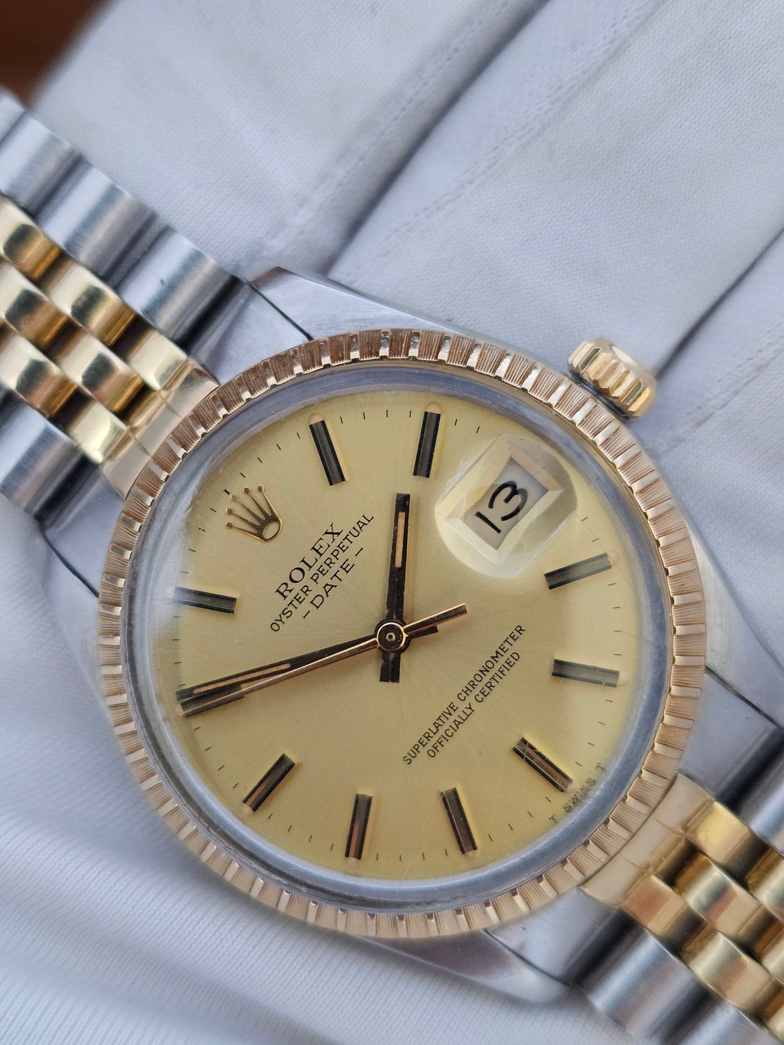 Rolex Date Watch, Ref 15053, 34mm Champagne Dial, Steel &amp; Yellow Gold