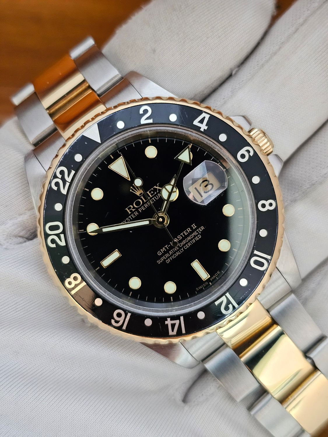 Rolex GMT Master II Watch, Ref 16713LN, Steel &amp; Yellow Gold, 2001