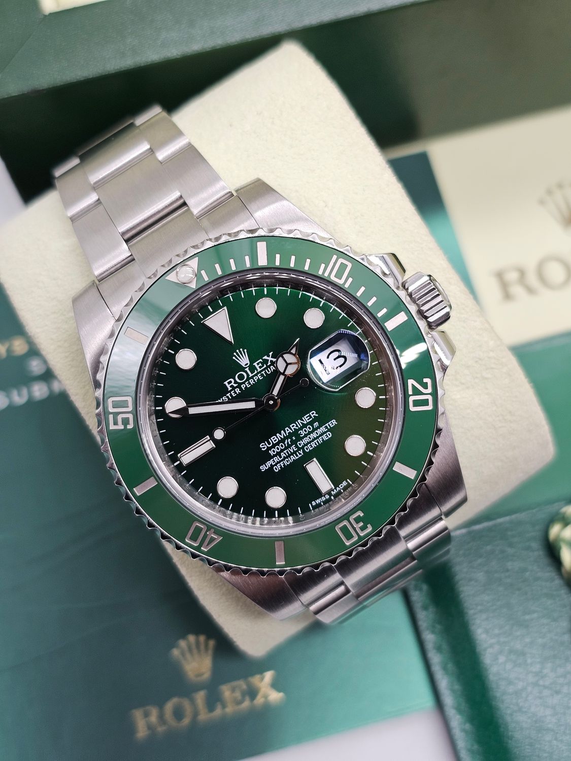 Rolex Submariner Watch Hulk, Ref 116610LV, 2010 Excellent Condition