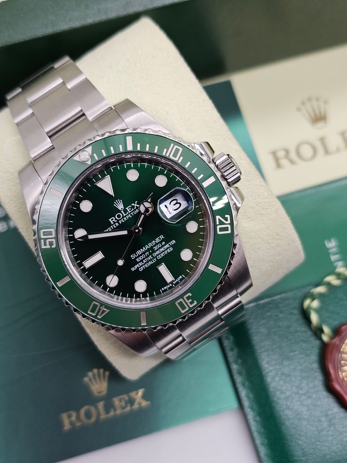 Rolex Submariner Watch Hulk, Ref 116610LV, 2010 Excellent Condition