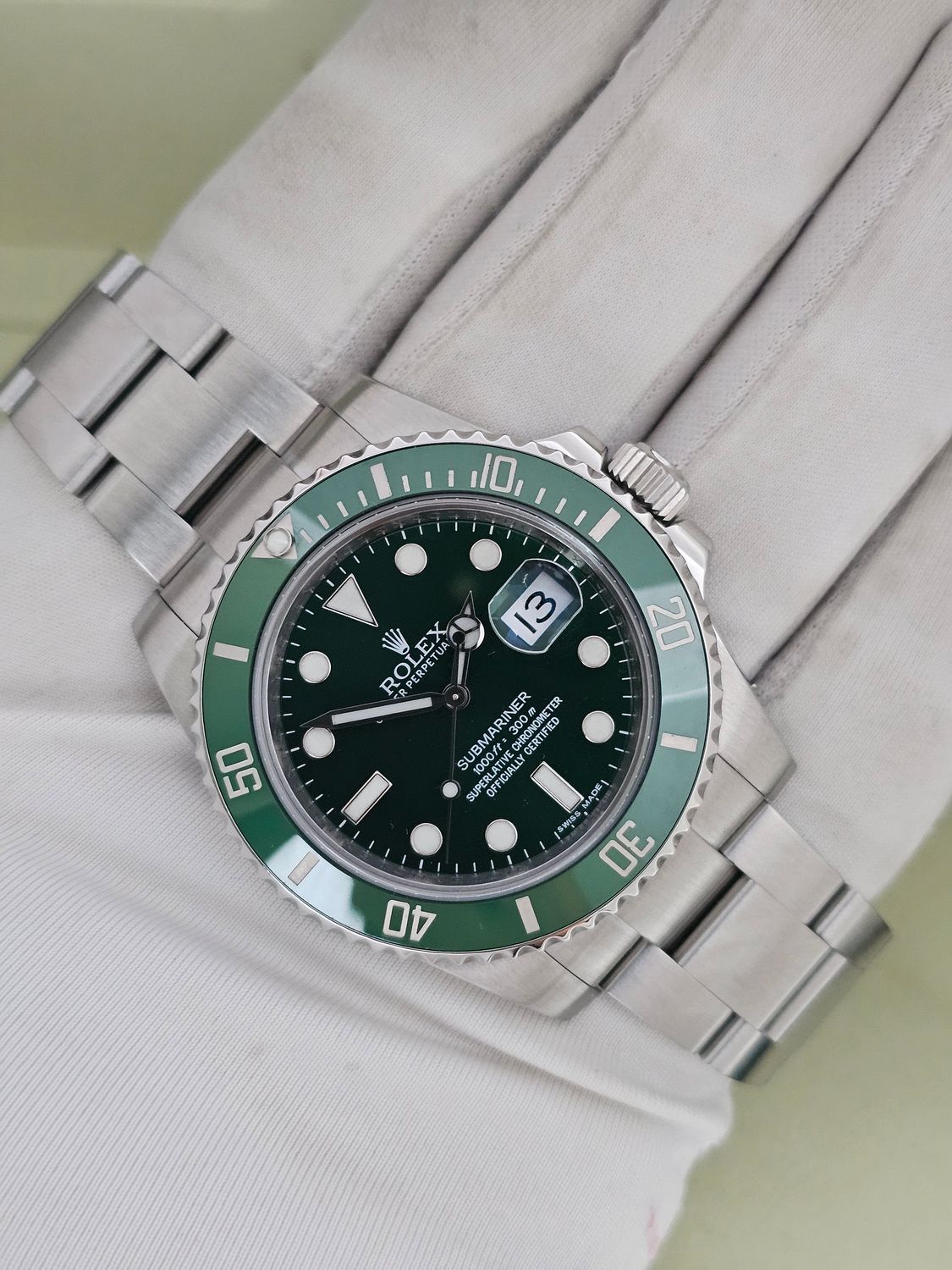Rolex Submariner Watch Hulk, Ref 116610LV, 2010 Excellent Condition
