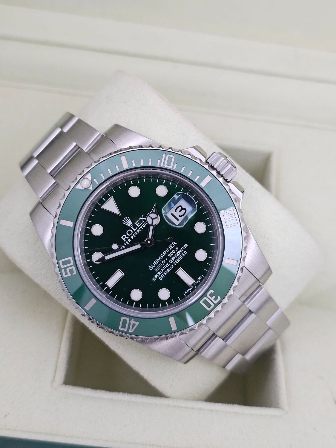 Rolex Submariner Watch Hulk, Ref 116610LV, 2010 Excellent Condition