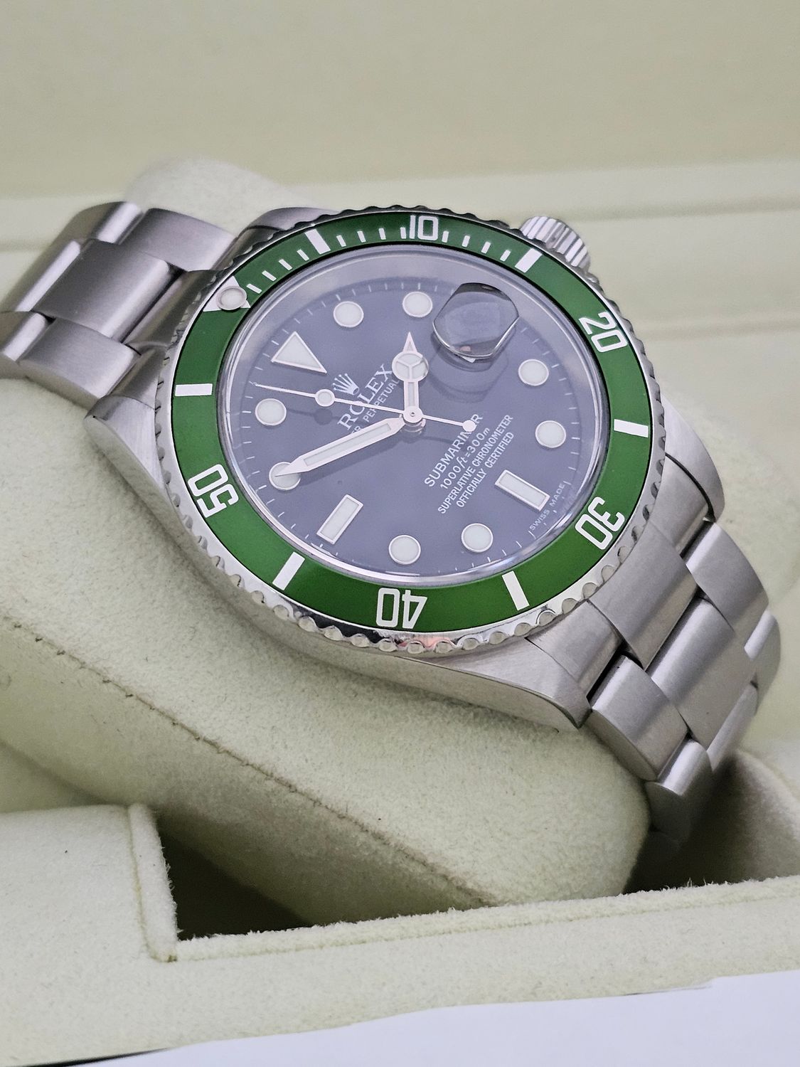 Rolex Submariner Watch 16610LV Kermit - 2005 Box&amp;Papers, 2017 Rolex Service Card