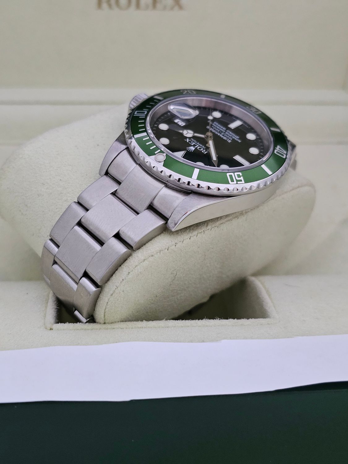 Rolex Submariner Watch 16610LV Kermit - 2005 Box&amp;Papers, 2017 Rolex Service Card