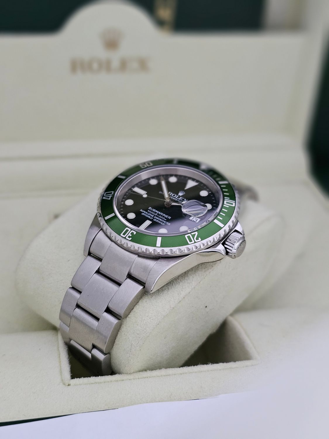 Rolex Submariner Watch 16610LV Kermit - 2005 Box&amp;Papers, 2017 Rolex Service Card