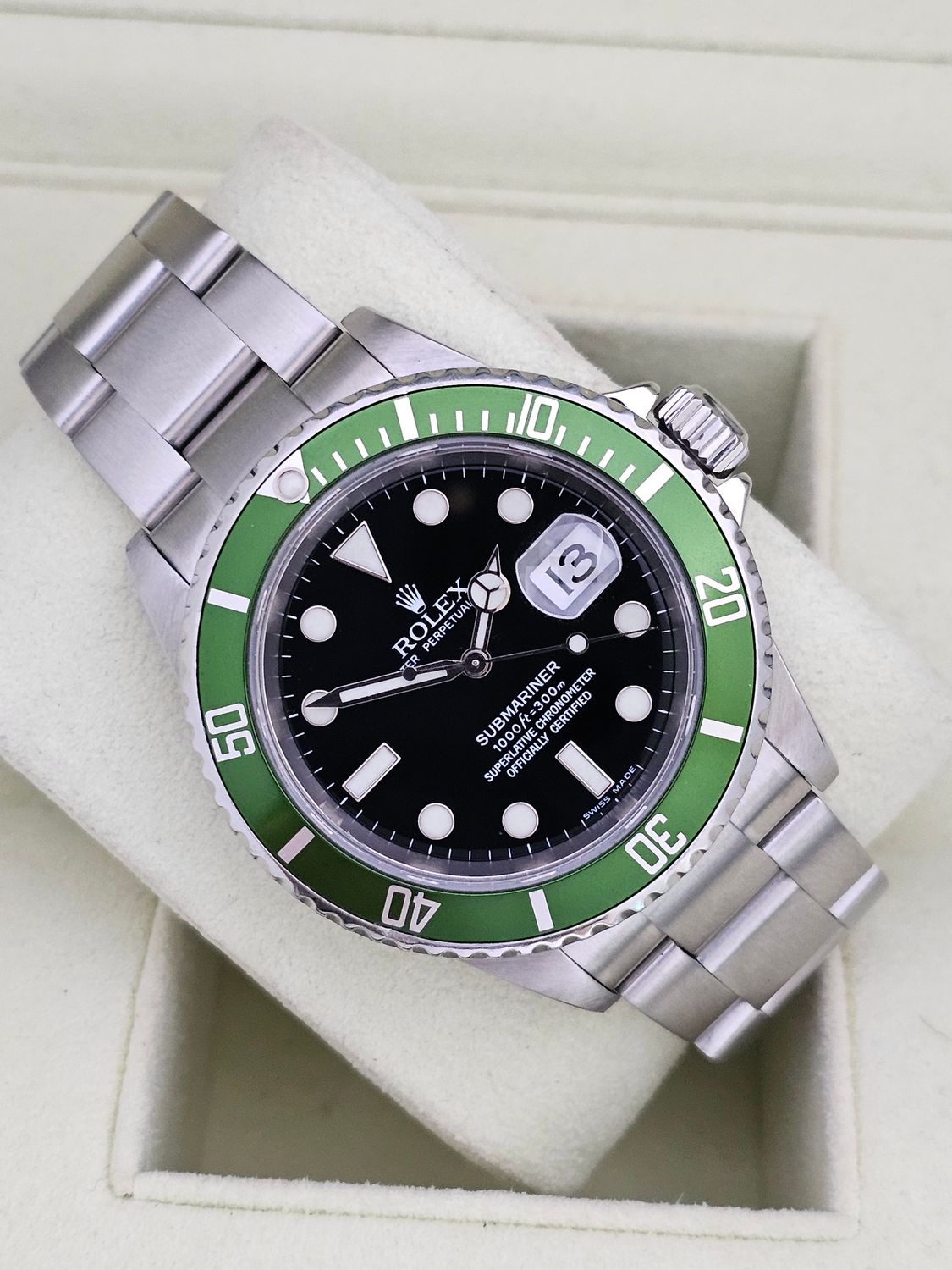 Rolex Submariner Watch 16610LV Kermit - 2005 Box&amp;Papers, 2017 Rolex Service Card