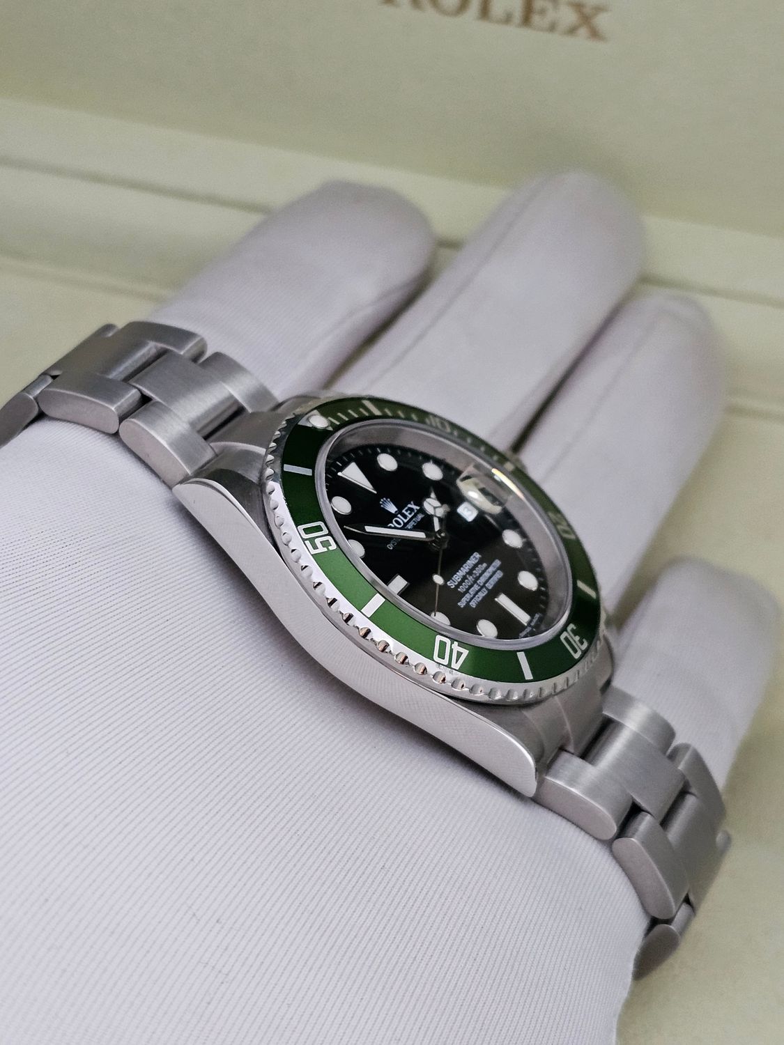 Rolex Submariner Watch 16610LV Kermit - 2005 Box&amp;Papers, 2017 Rolex Service Card