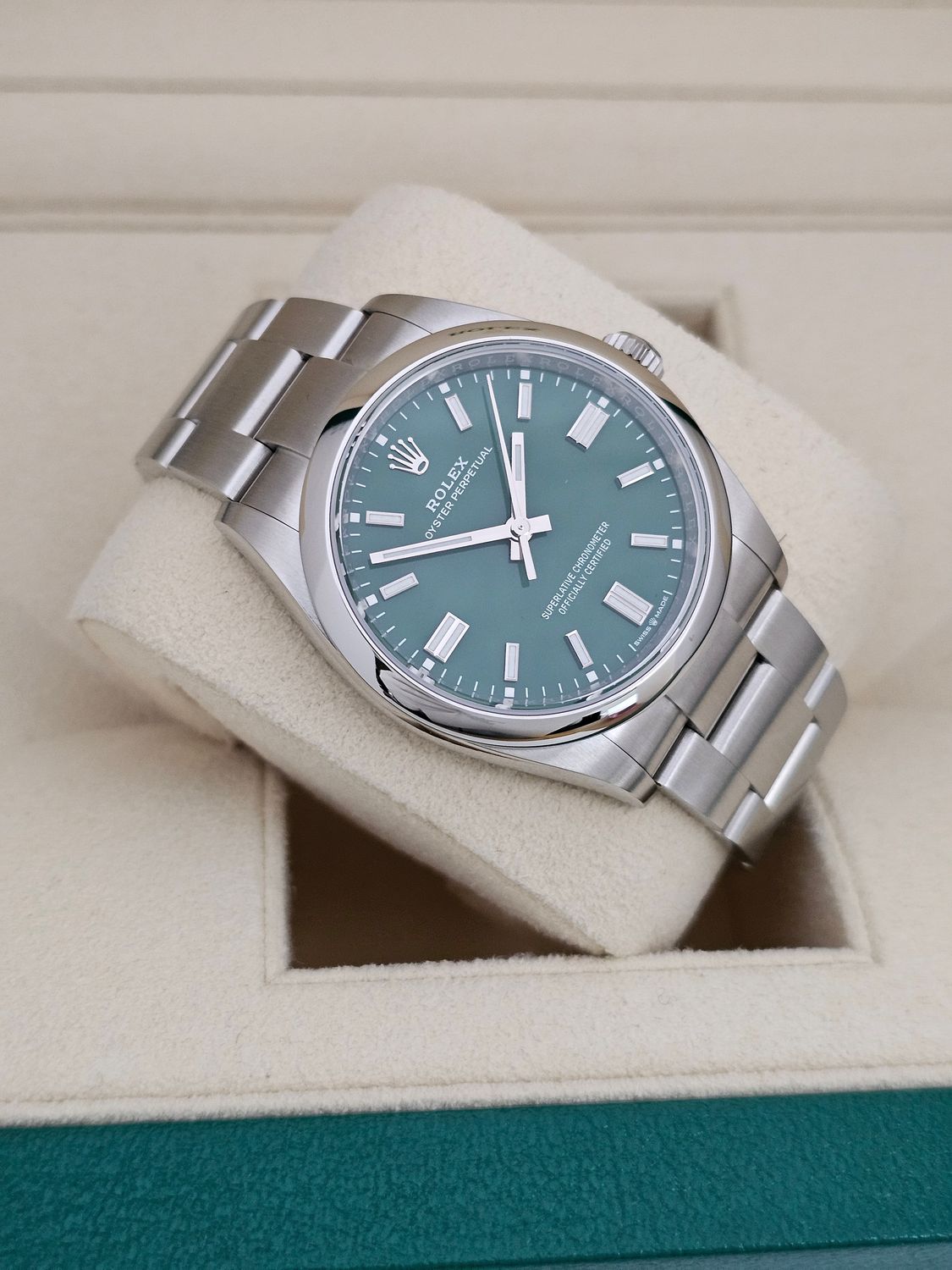 Rolex Oyster Perpetual Watch, 126000 Green Dial, 36mm 2023 Full Set