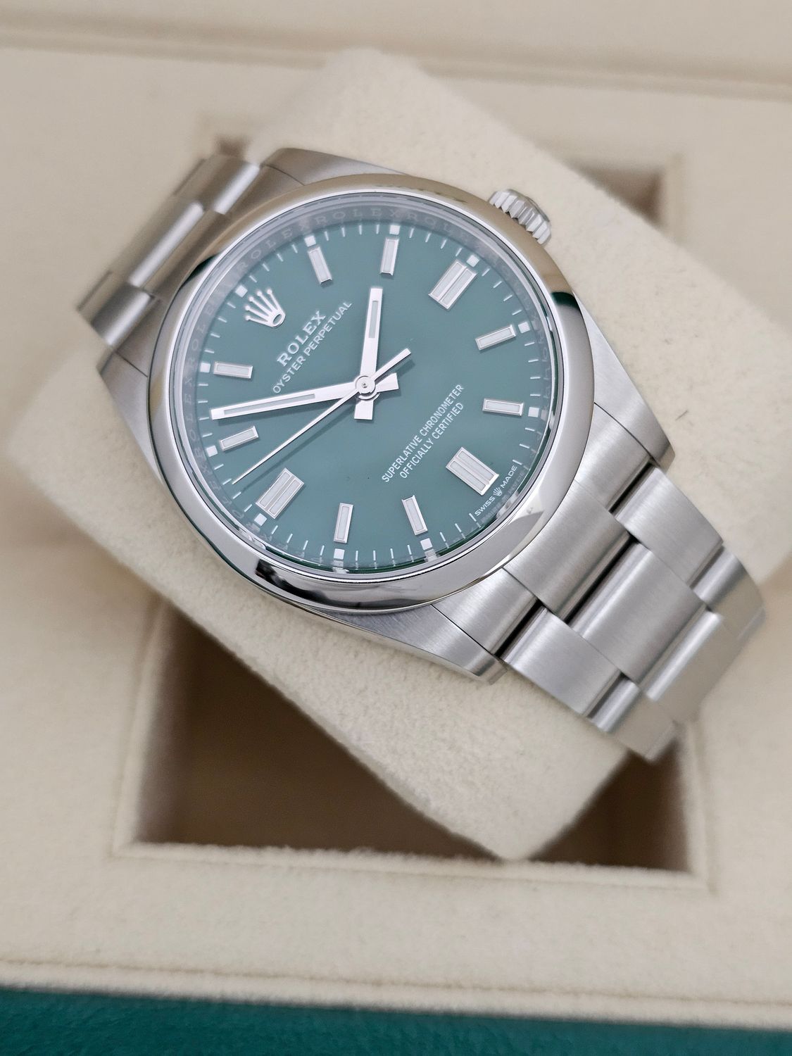 Rolex Oyster Perpetual Watch, 126000 Green Dial, 36mm 2023 Full Set