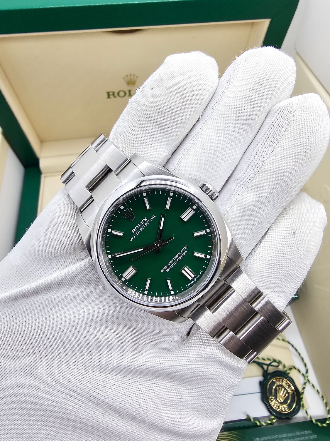 Rolex Oyster Perpetual Watch, 126000 Green Dial, 36mm 2023 Full Set