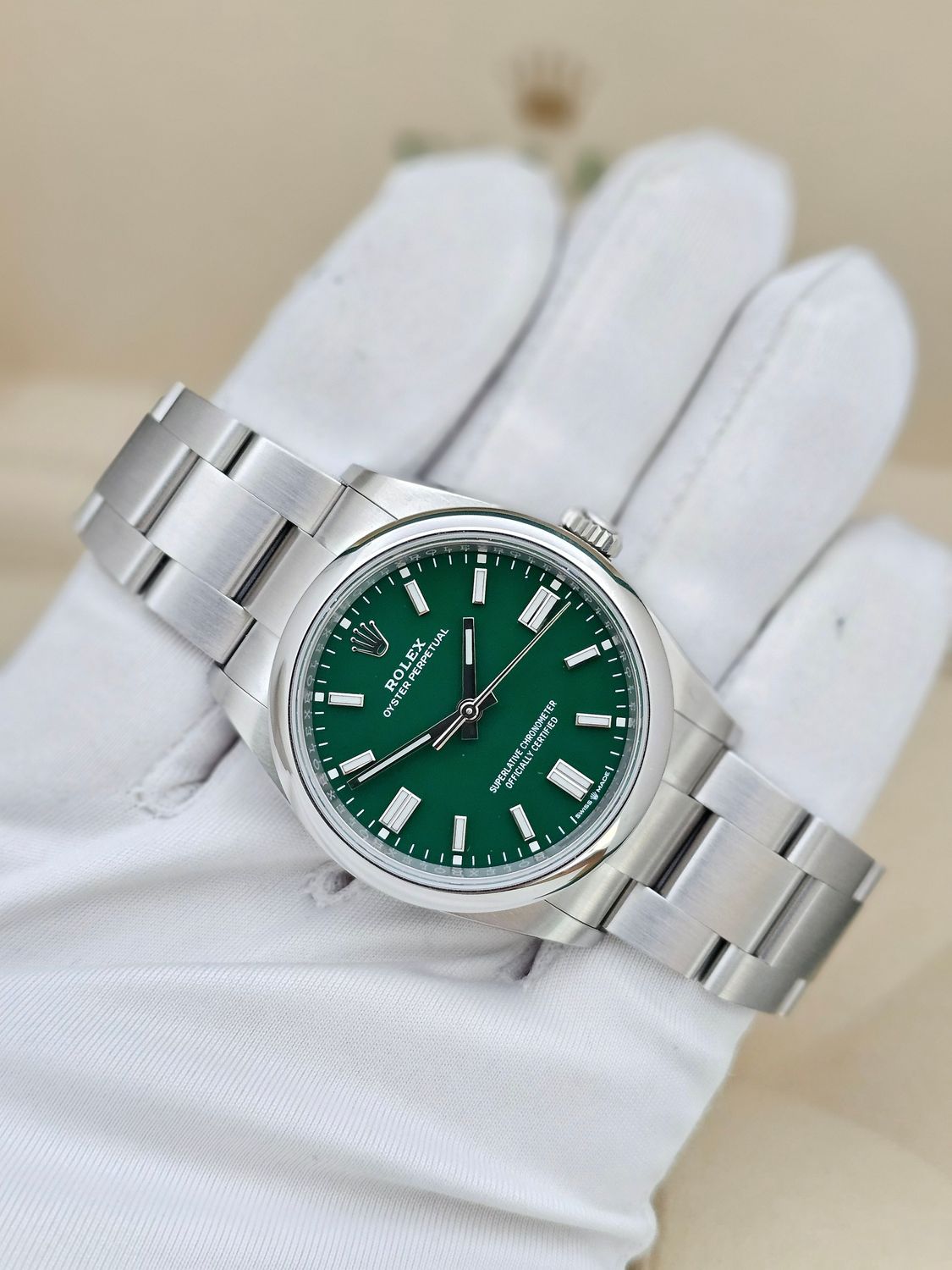 Rolex Oyster Perpetual Watch, 126000 Green Dial, 36mm 2023 Full Set